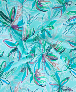 Katia fabrics 2229-7 Rayon Chalis Print Tortoise Leaves